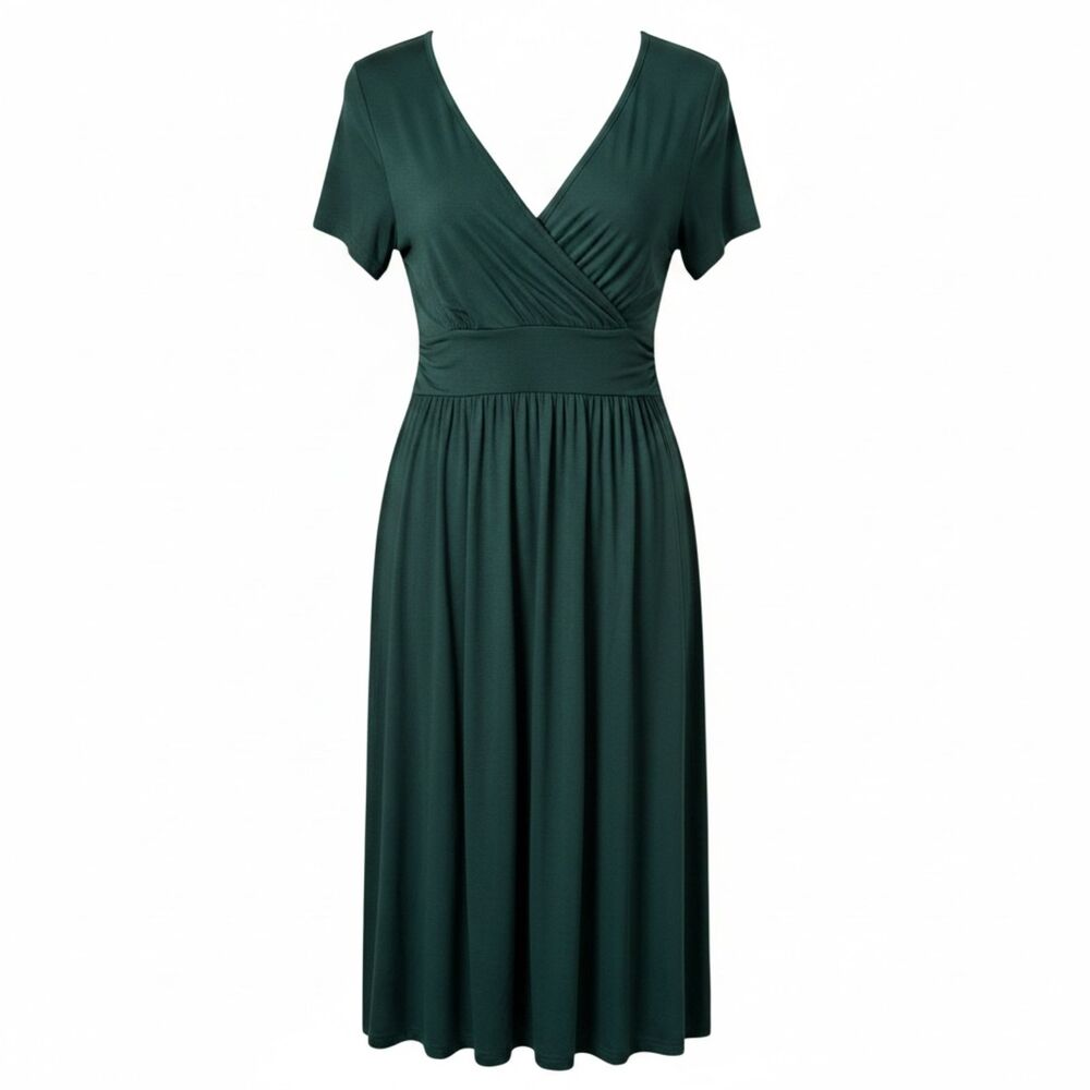 LilBetter Women's Green Faux Wrap Dress Size Large